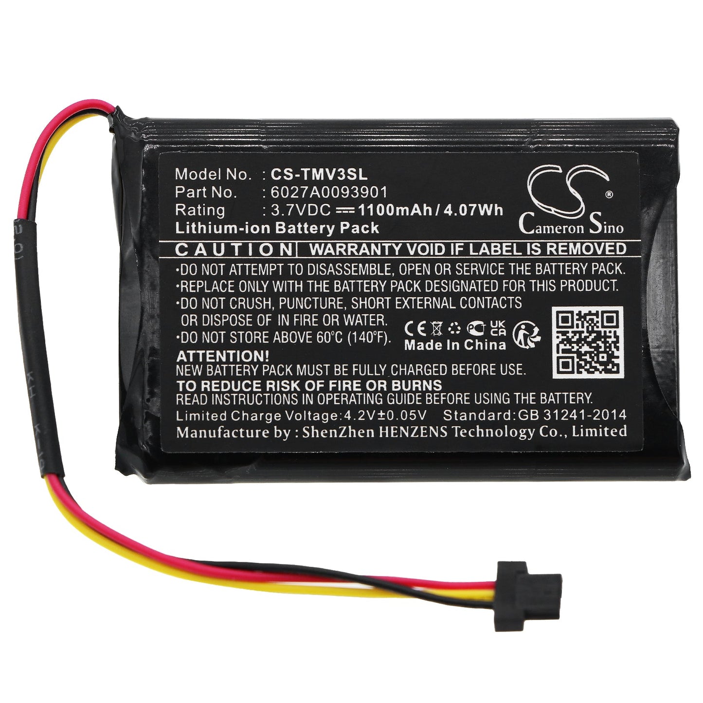 Replacement Battery for TomTom  4EM0.001.01 – GPS, Navigator – 1100mAh / 4.07Wh / 3.7V