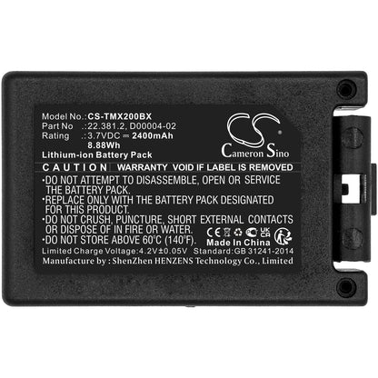 Replacement Battery for Teleradio  TG-TXMNL – Crane Remote Control – 2400mAh / 8.88Wh / 3.7V