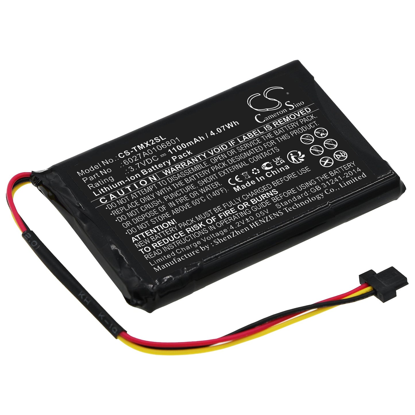 Replacement Battery for TomTom  4ET0.002.02 – GPS, Navigator – 1100mAh / 4.07Wh / 3.7V