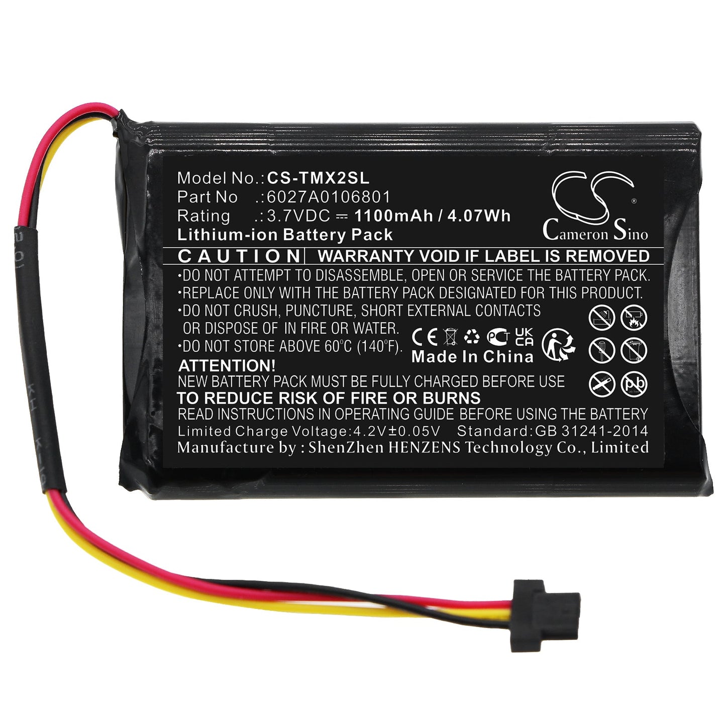 Replacement Battery for TomTom  4ET0.002.02 – GPS, Navigator – 1100mAh / 4.07Wh / 3.7V