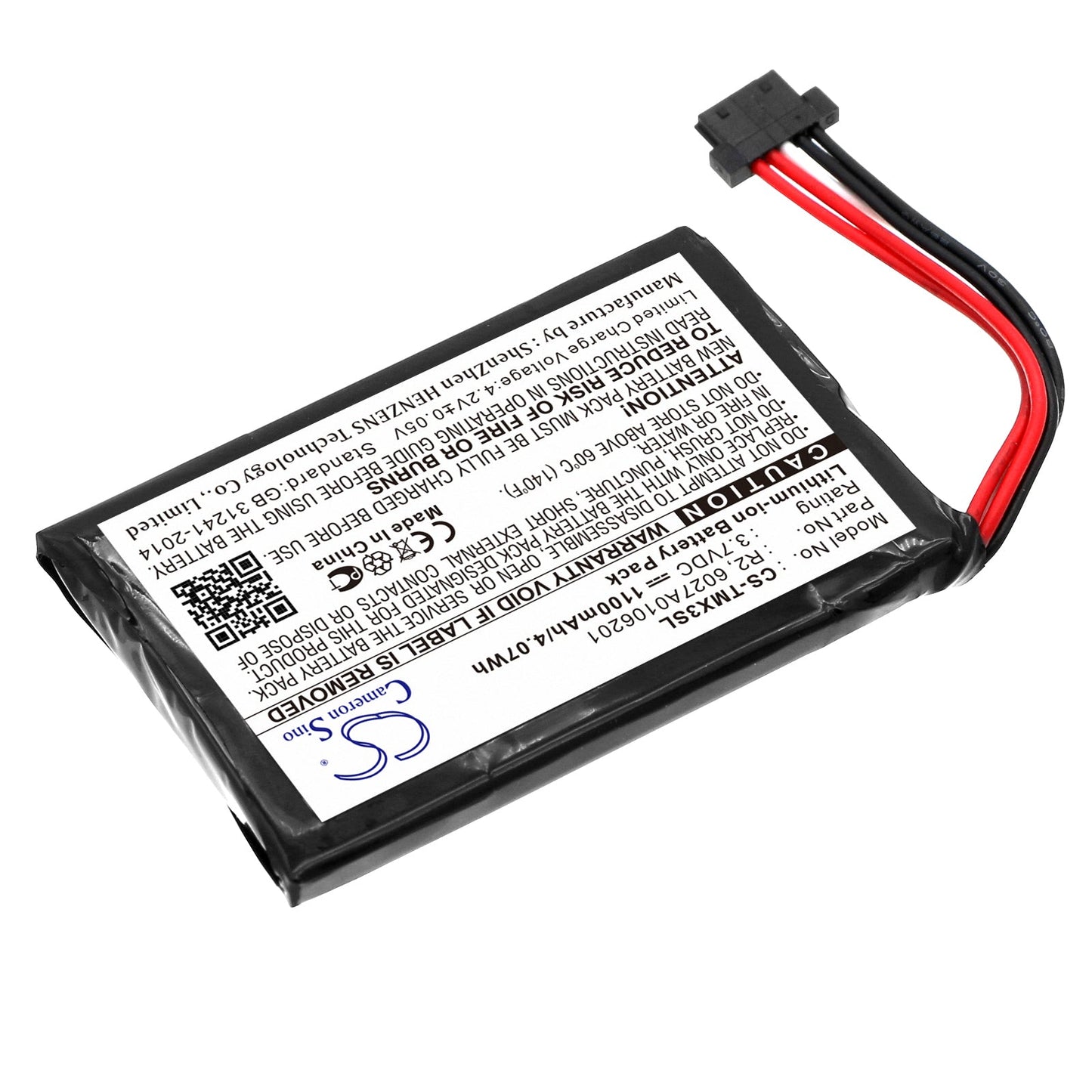 Replacement Battery for TomTom  1EP0.029.01 – GPS, Navigator – 1100mAh / 4.07Wh / 3.7V