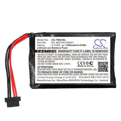 Replacement Battery for TomTom  1EP0.029.01 – GPS, Navigator – 1100mAh / 4.07Wh / 3.7V