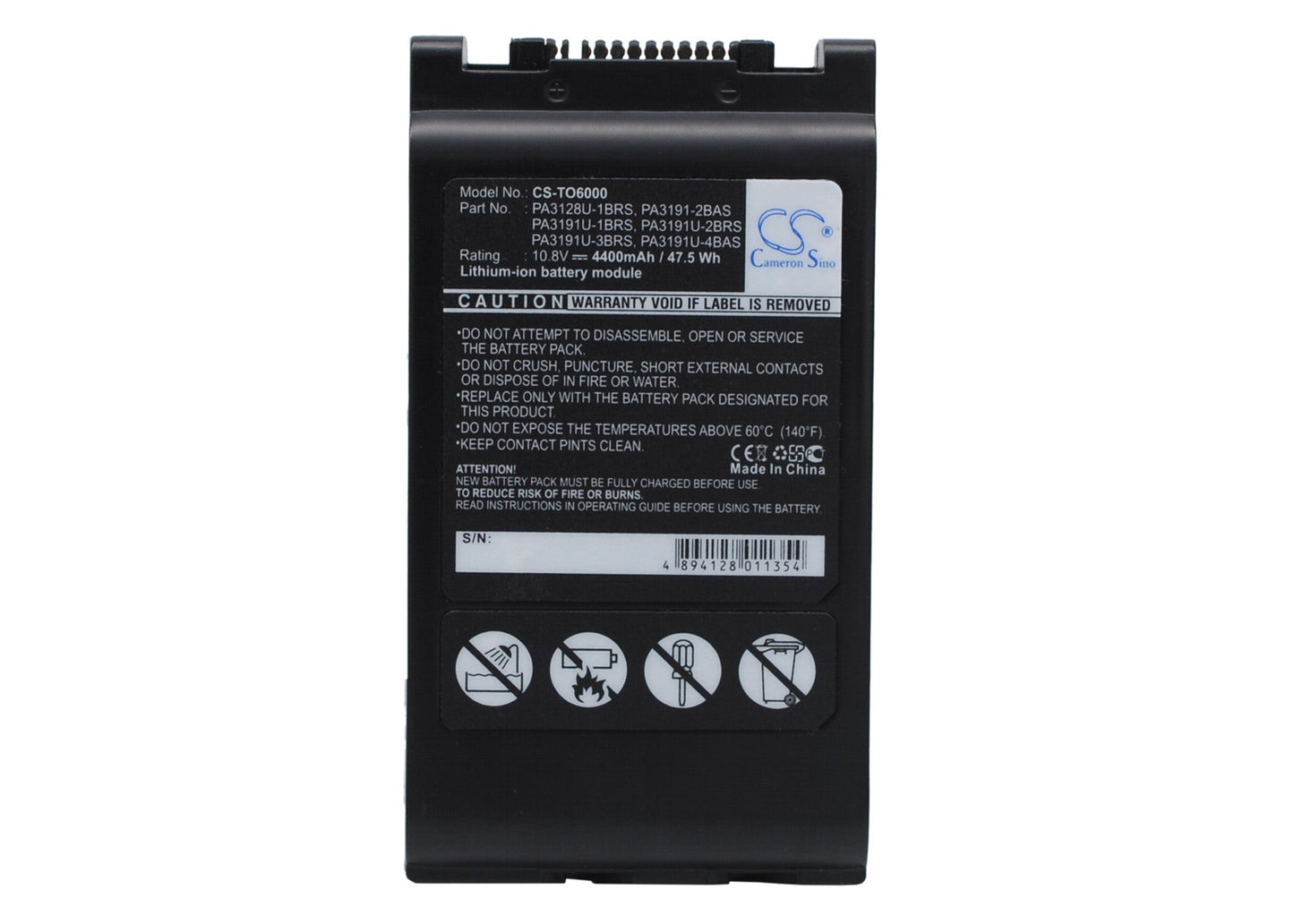 Replacement Battery for Toshiba  Portege 4000 – Notebook, Laptop – 4400mAh / 47.52Wh / 10.8V
