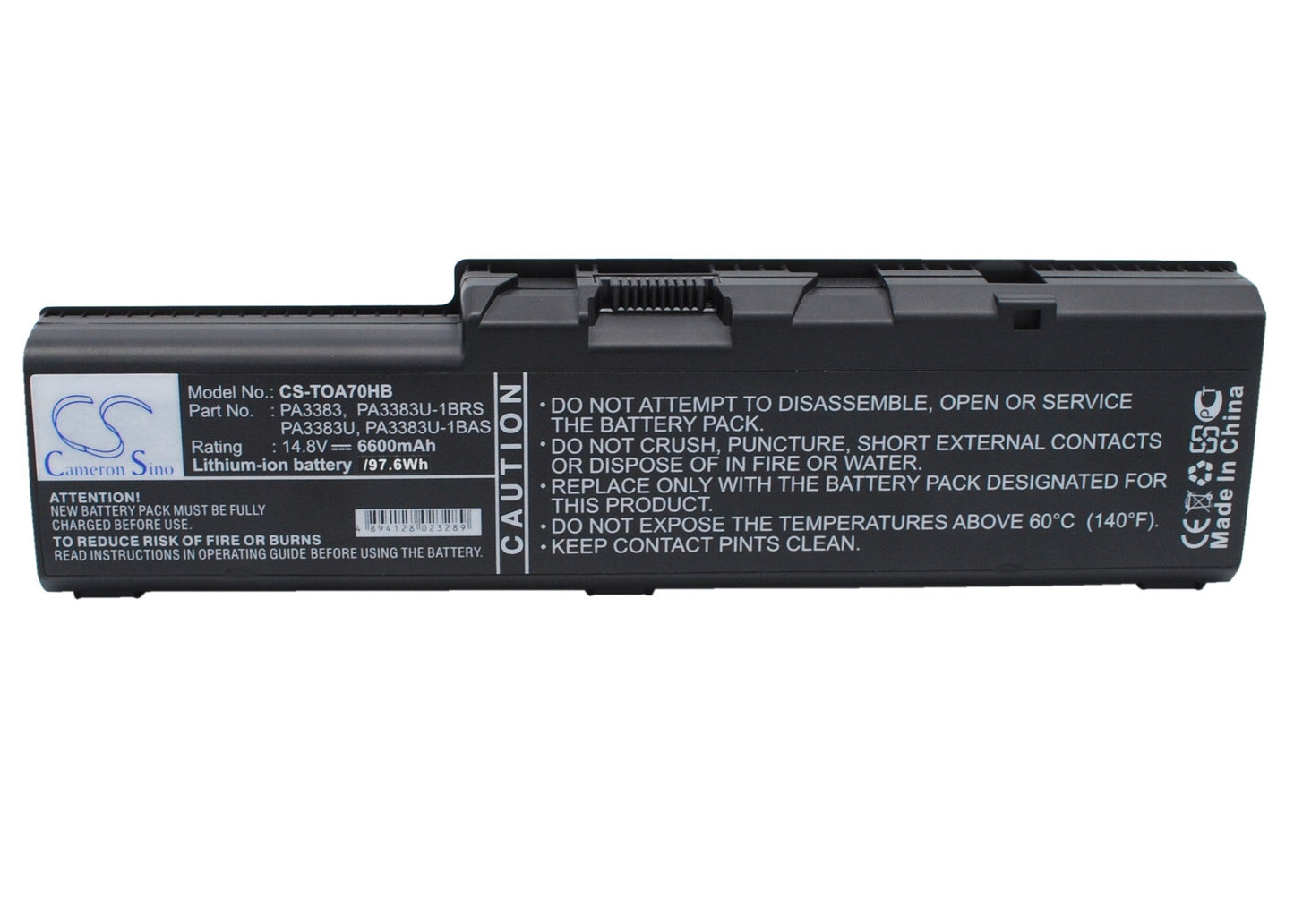 Replacement Battery for Toshiba  Satellite A70 – Notebook, Laptop – 6600mAh / 14.8V