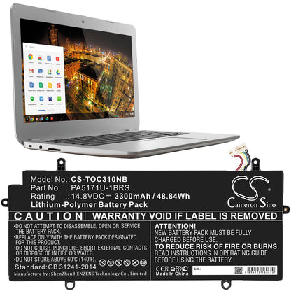 Replacement Battery for Toshiba  CB30-102 – Notebook, Laptop – 3300mAh / 48.84Wh / 14.8V