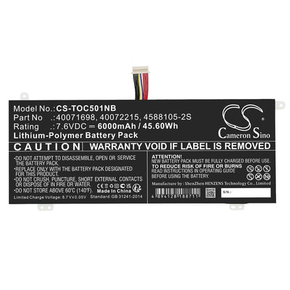 Replacement Battery for Dynabook  Satellite Pro C40-G-11G – Notebook, Laptop – 6000mAh / 45.60Wh / 7.6V