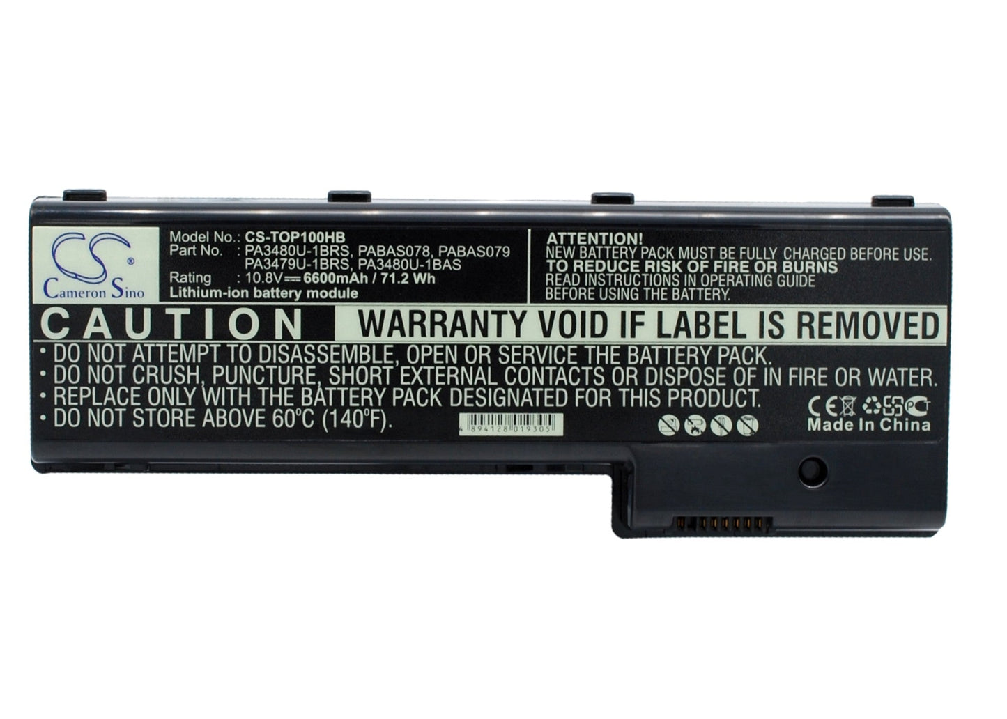 Replacement Battery for Toshiba  Satellite P100 Series – Notebook, Laptop – 6600mAh / 10.8V