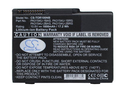 Replacement Battery for Toshiba  Portege 2000 – Notebook, Laptop – 1600mAh / 10.8V