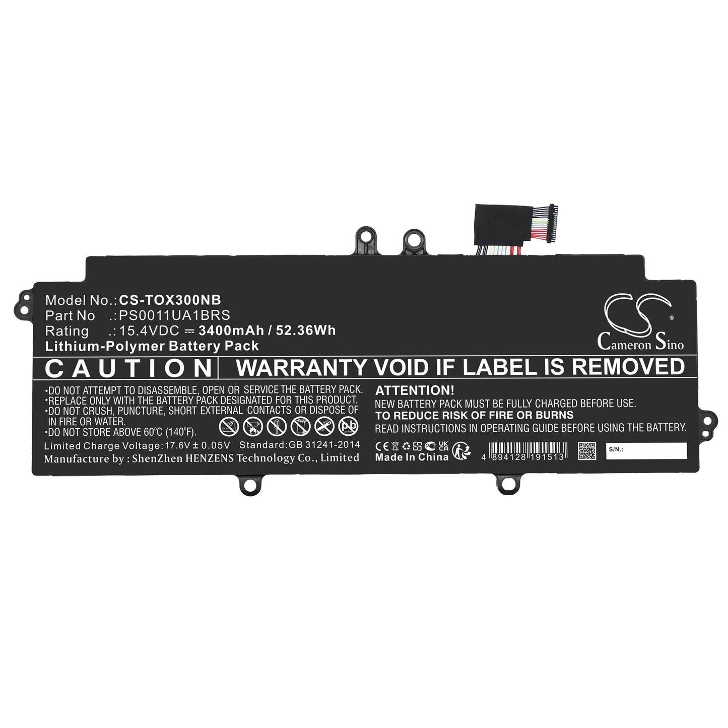 Replacement Battery for Dynabook  Portege X30L-J – Notebook, Laptop – 3400mAh / 52.36Wh / 15.4V