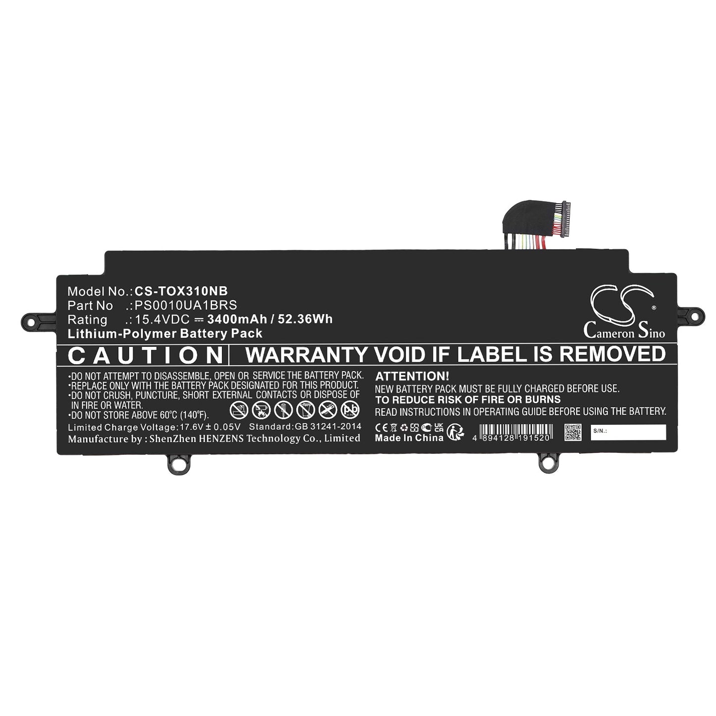 Replacement Battery for Dynabook  Portege X30W-J-02F – Notebook, Laptop – 3400mAh / 52.36Wh / 15.4V