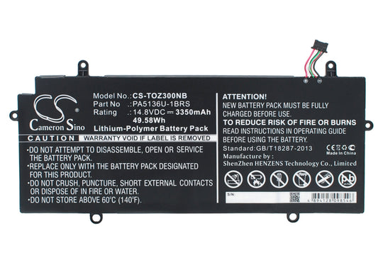 Replacement Battery for Toshiba  Portage Z30-A-1EI – Notebook, Laptop – 3350mAh / 49.58Wh / 14.8V