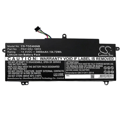 Replacement Battery for Toshiba Tecra Z40-A-10K Tecra Z40-A-10T, Tecra Z40-A-10X, – Laptop – 3800mAh / 54.72Wh