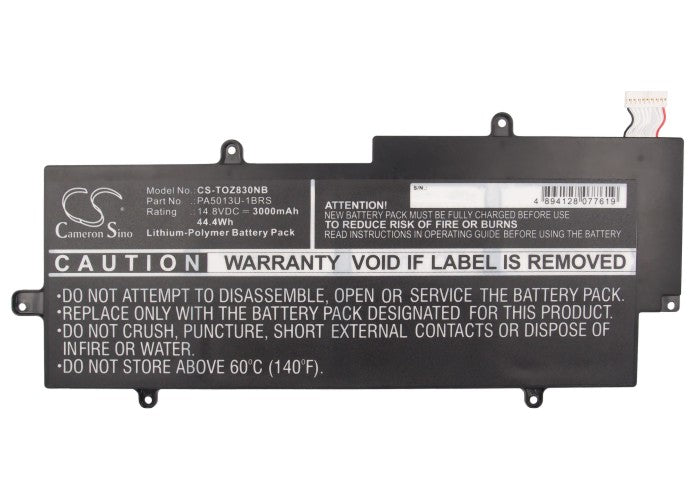 Replacement Battery for Toshiba  Portege Z830 – Notebook, Laptop – 3000mAh / 44.40Wh / 14.8V
