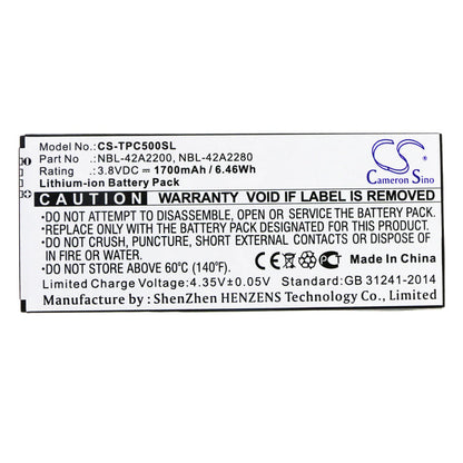 Replacement Battery for Neffos  C5 – Mobile, SmartPhone – 1700mAh / 6.46Wh / 3.8V