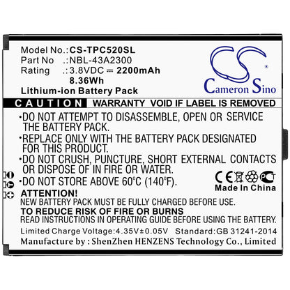 Replacement Battery for Neffos  C5A – Mobile, SmartPhone – 2200mAh / 8.36Wh / 3.8V