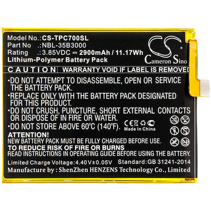 Replacement Battery for Neffos  C7 Dual SIM – Mobile, SmartPhone – 2900mAh / 11.17Wh / 3.85V
