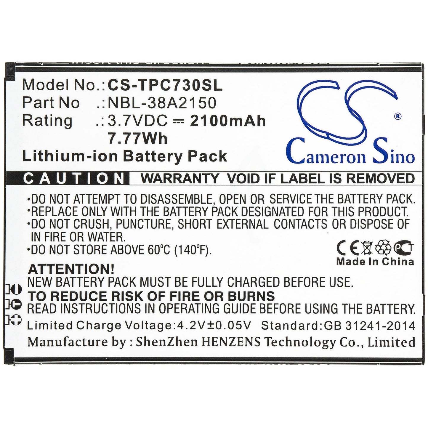 Replacement Battery for TP-Link  Neffos C7 Lite – Mobile, SmartPhone – 2100mAh / 7.77Wh / 3.7V