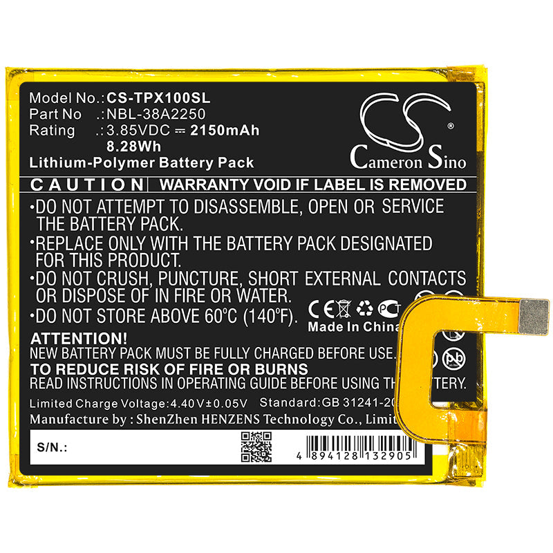 Replacement Battery for TP-Link  Neffos X1 – Mobile, SmartPhone – 2150mAh / 8.28Wh / 3.85V