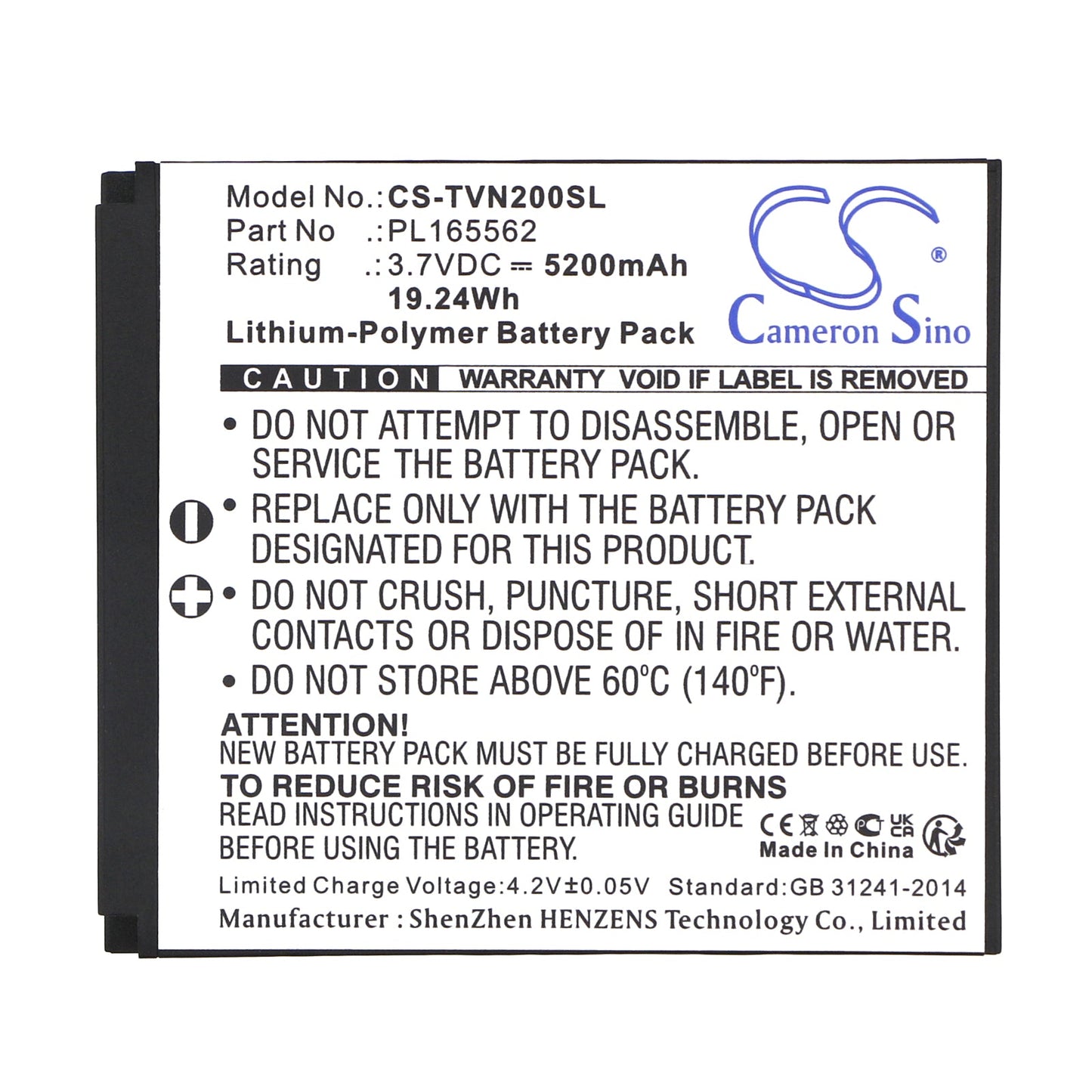 Replacement Battery for TwoNav  Aventura 2 – GPS, Navigator – 5200mAh / 19.24Wh / 3.7V
