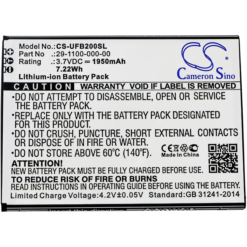 Replacement Battery for Ulefone  Be Touch – Mobile, SmartPhone – 1950mAh / 7.22Wh / 3.7V