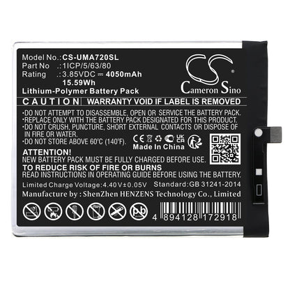 Replacement Battery for UMI  UMIDIGI A7s – Mobile, SmartPhone – 4050mAh / 15.59Wh / 3.85V