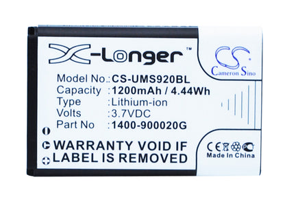 Replacement Battery for Unitech  MS920 – Barcode Scanner – 1200mAh / 4.44Wh / 3.7V