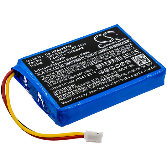 Replacement Battery for Uniden  Atlantis 270 – Two-Way Radio – 1100mAh / 8.14Wh / 7.4V