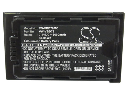 Replacement Battery for Panasonic  AJ-PX270 – Camera – 6600mAh / 48.84Wh / 7.4V