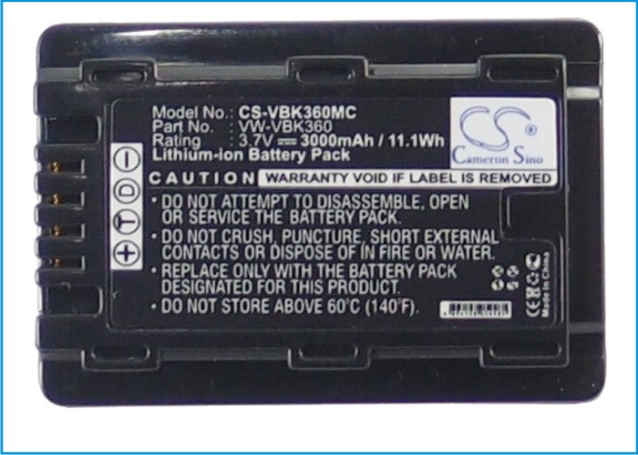 Replacement Battery for Panasonic  HC-V10 – Camera – 3000mAh / 3.7V