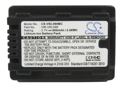 Replacement Battery for Panasonic  HDC-HS60K – Camera – 800mAh / 2.96Wh / 3.7V