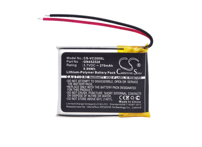 Replacement Battery for Voice Caddie  VC200 – GPS, Navigator – 270mAh / 0.99Wh / 3.7V