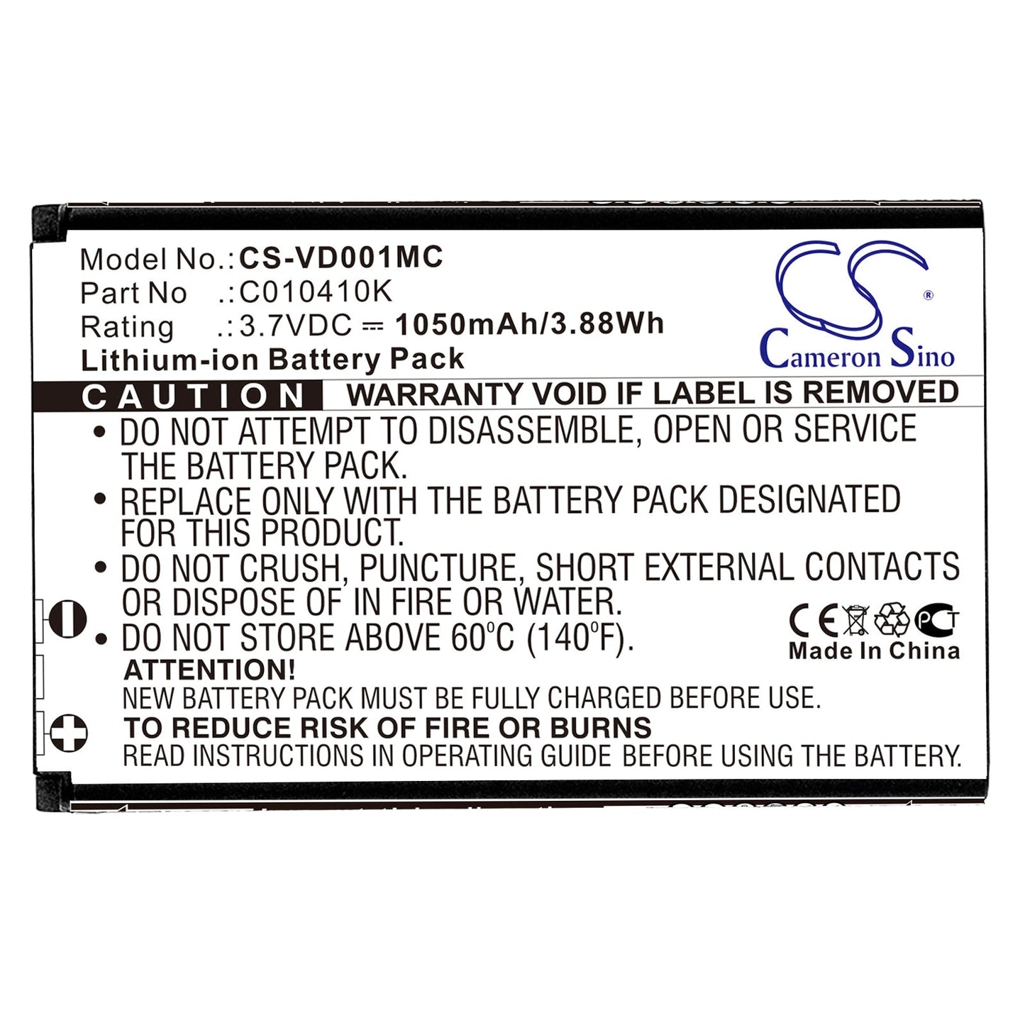 Replacement Battery for Oregon  CT-3650 – Camera – 1050mAh / 3.89Wh / 3.7V
