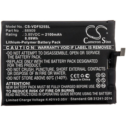 Replacement Battery for Vodafone  88909 – Mobile, SmartPhone – 2100mAh / 8.09Wh / 3.85V