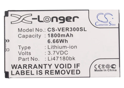 Replacement Battery for ViewSonic  Q1 – Mobile, SmartPhone – 1800mAh / 6.66Wh / 3.7V