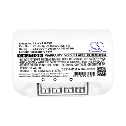 Replacement Battery for Vorwerk  Kobold VB100 Vacuum – 2000mAh / 57.6Wh