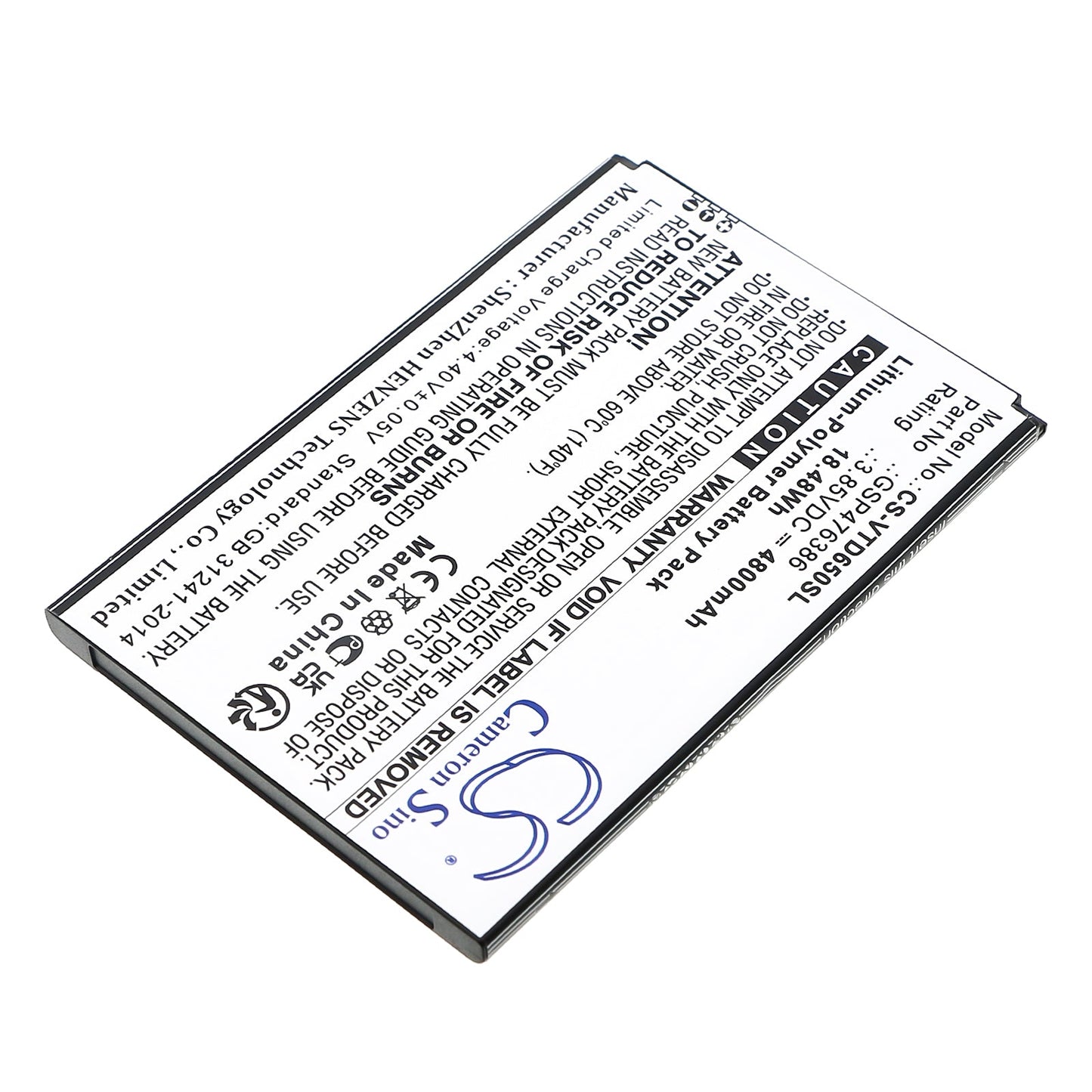 Replacement Battery for Vortex  HD65 + – Mobile, SmartPhone – 4800mAh / 18.48Wh / 3.85V