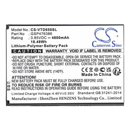 Replacement Battery for Vortex  HD65 + – Mobile, SmartPhone – 4800mAh / 18.48Wh / 3.85V