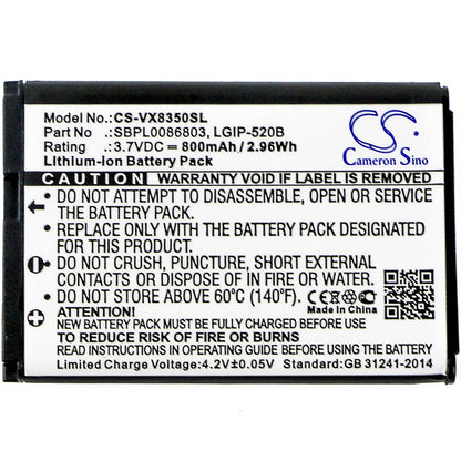 Replacement Battery for MetroPCS  MN180 – Mobile, SmartPhone – 800mAh / 2.96Wh / 3.7V