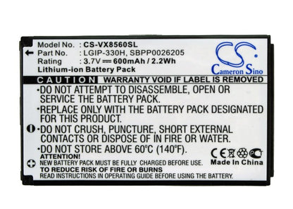 Replacement Battery for LG  Chocolate 3 – Mobile, SmartPhone – 600mAh/2.2Wh / 3.7V