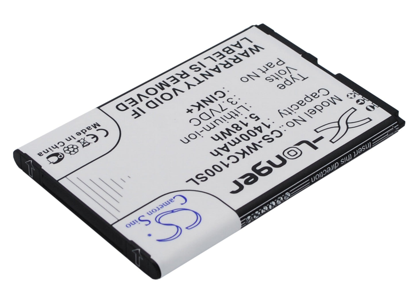 Replacement Battery for wiko  Cink – Mobile, SmartPhone – 1400mAh / 5.18Wh / 3.7V
