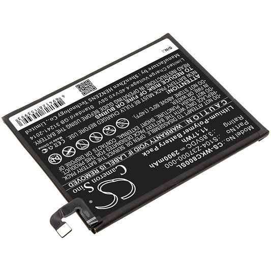 Replacement Battery for Wiko  C800AE – Mobile, SmartPhone – 2900mAh / 11.17Wh / 3.85V