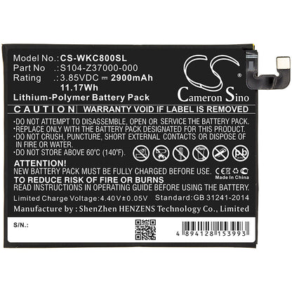 Replacement Battery for Wiko  C800AE – Mobile, SmartPhone – 2900mAh / 11.17Wh / 3.85V