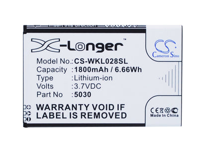 Replacement Battery for Wiko  LENNY 2 – Mobile, SmartPhone – 1800mAh / 6.66Wh / 3.7V