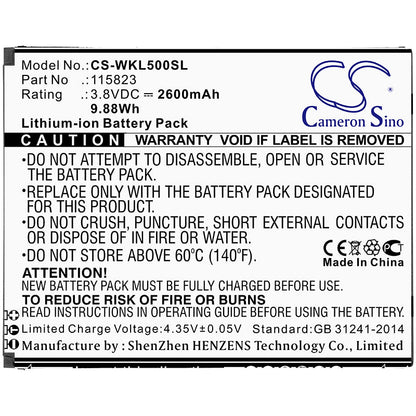 Replacement Battery for Wiko  Lenny 5 – Mobile, SmartPhone – 2600mAh / 9.88Wh / 3.8V