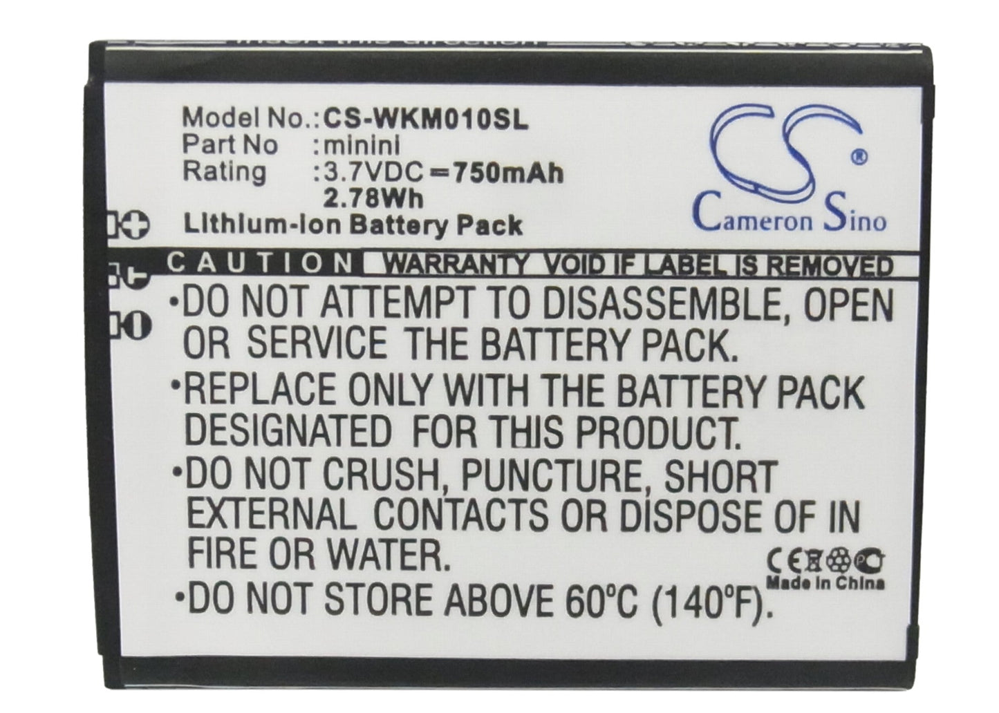 Replacement Battery for Wiko  Minimi – Mobile, SmartPhone – 750mAh / 2.78Wh / 3.7V