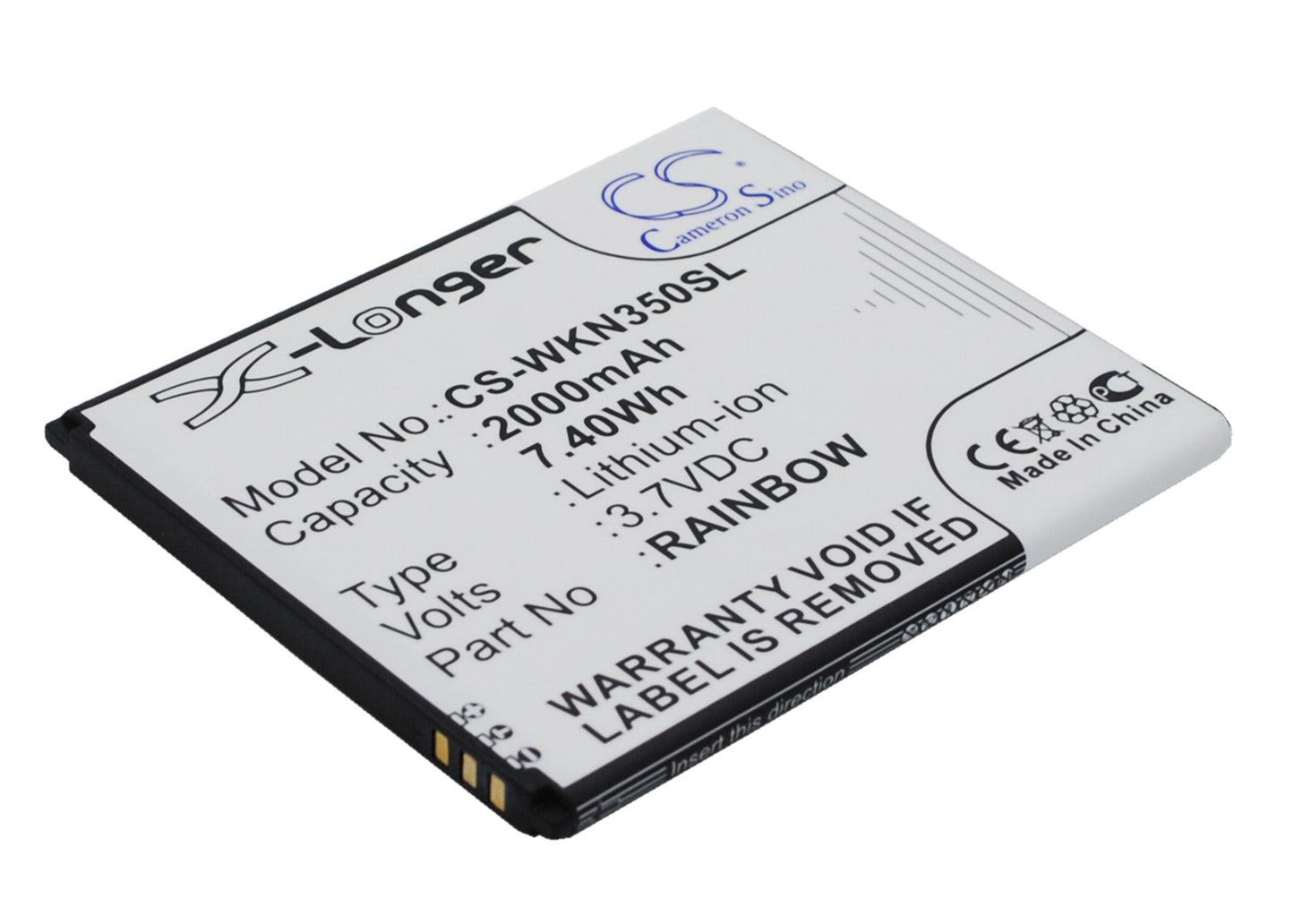 Replacement Battery for Wiko  Bloom – Mobile, SmartPhone – 2000mAh / 7.40Wh / 3.7V