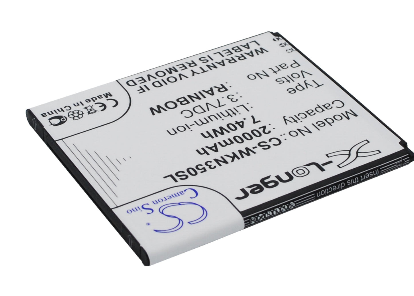 Replacement Battery for Wiko  Bloom – Mobile, SmartPhone – 2000mAh / 7.40Wh / 3.7V