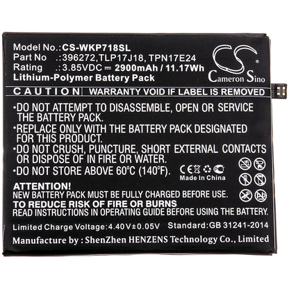 Replacement Battery for Wiko  Upulse – Mobile, SmartPhone – 2900mAh / 11.17Wh / 3.85V