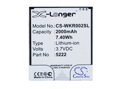 Replacement Battery for Wiko  9669 – Mobile, SmartPhone – 2000mAh / 7.40Wh / 3.7V