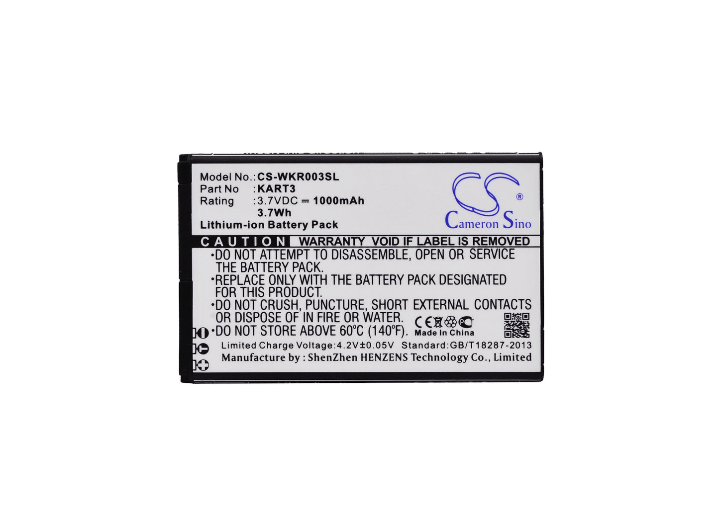 Replacement Battery for Wiko  Kart 3 – Mobile, SmartPhone – 1000mAh / 3.70Wh / 3.7V